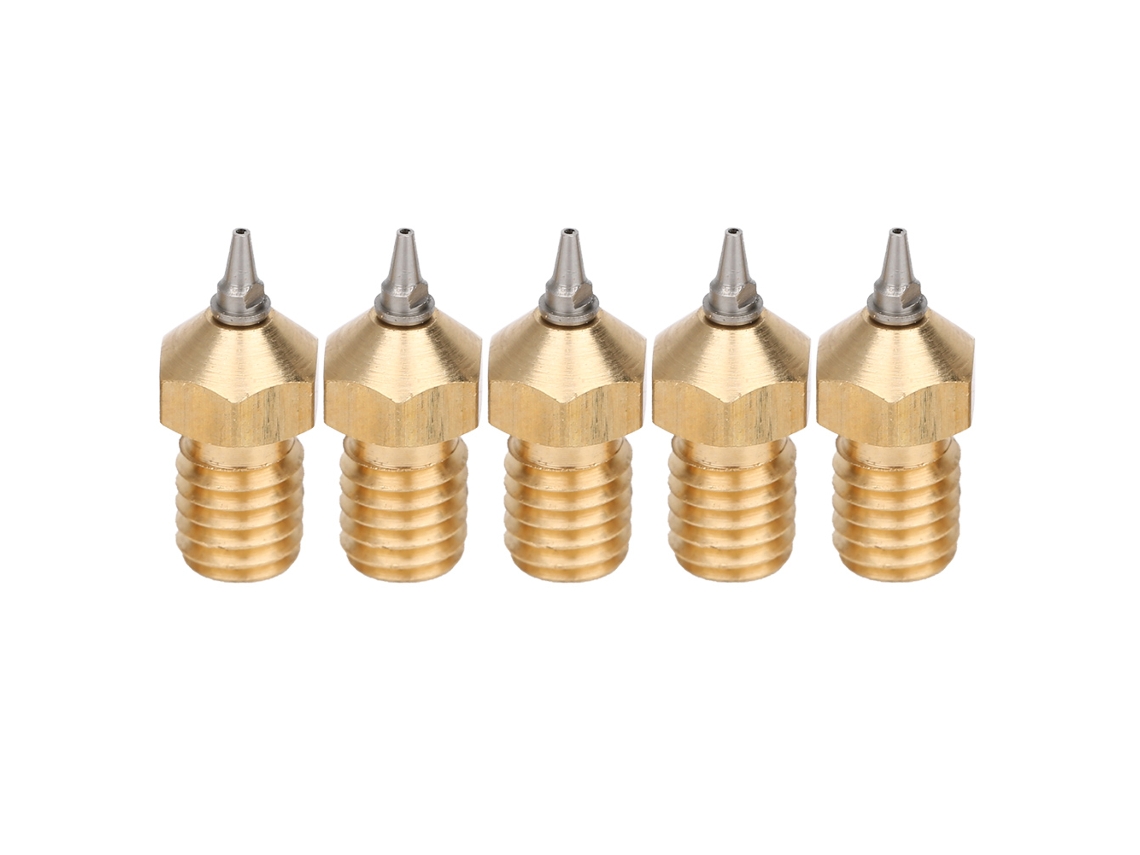 Conjunto de 5 Bicos de Impressora 3d Latão com Pontas de Aço Inoxidável Removíveis 0.5mm