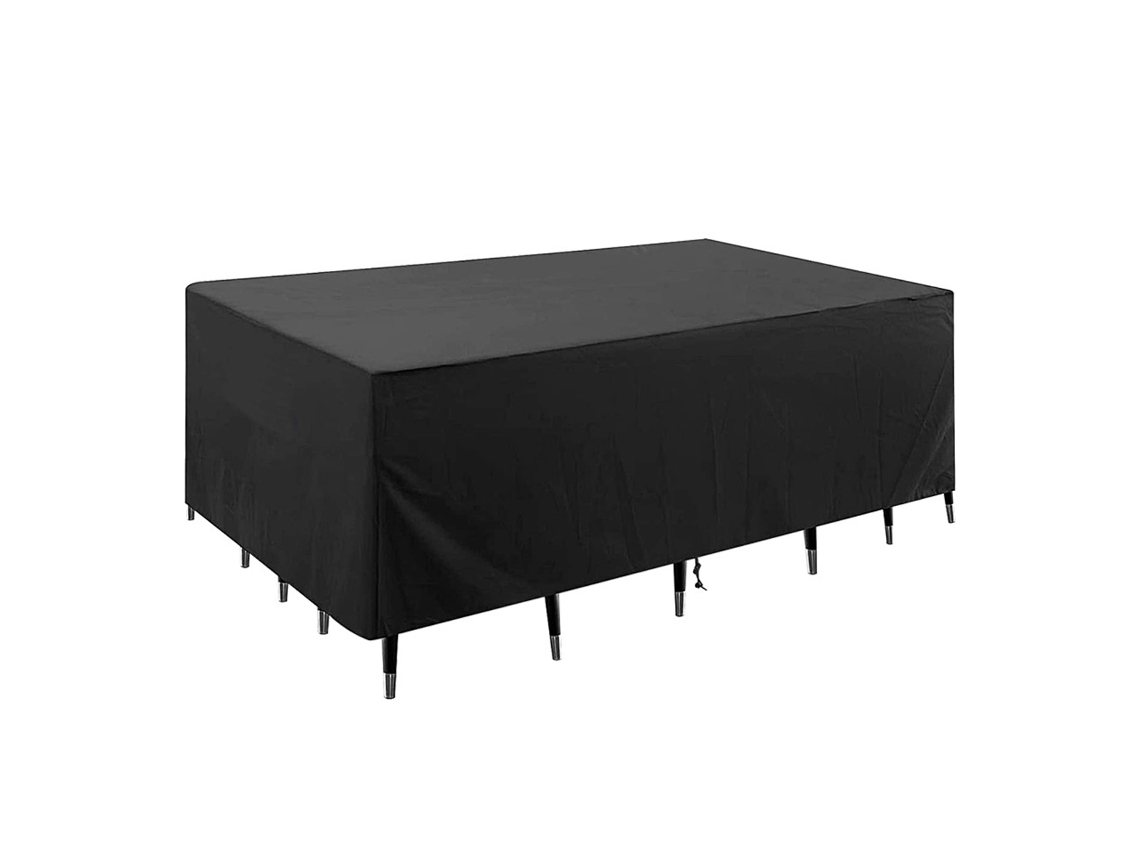 Capa retangular impermeável 420D para móveis de jardim – Durável e resistente aos raios UV – 250 x 110 x 90 cm – Preta