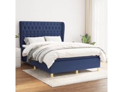 Vidaxl Cama Com Molas/colchão 140x190 Cm Tecido Azul