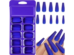 100 Peças Unhas Postiças Foscas Bailarina Extra Long Coffin Unhas Falsas De Cor Sólida Com Caixa Para Mulheres E Meninas