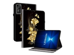 Capa de couro Hengrongshen com padrão de borboleta dourada e rosa para tablet Lenovo Legion Y700 de 4ª geração