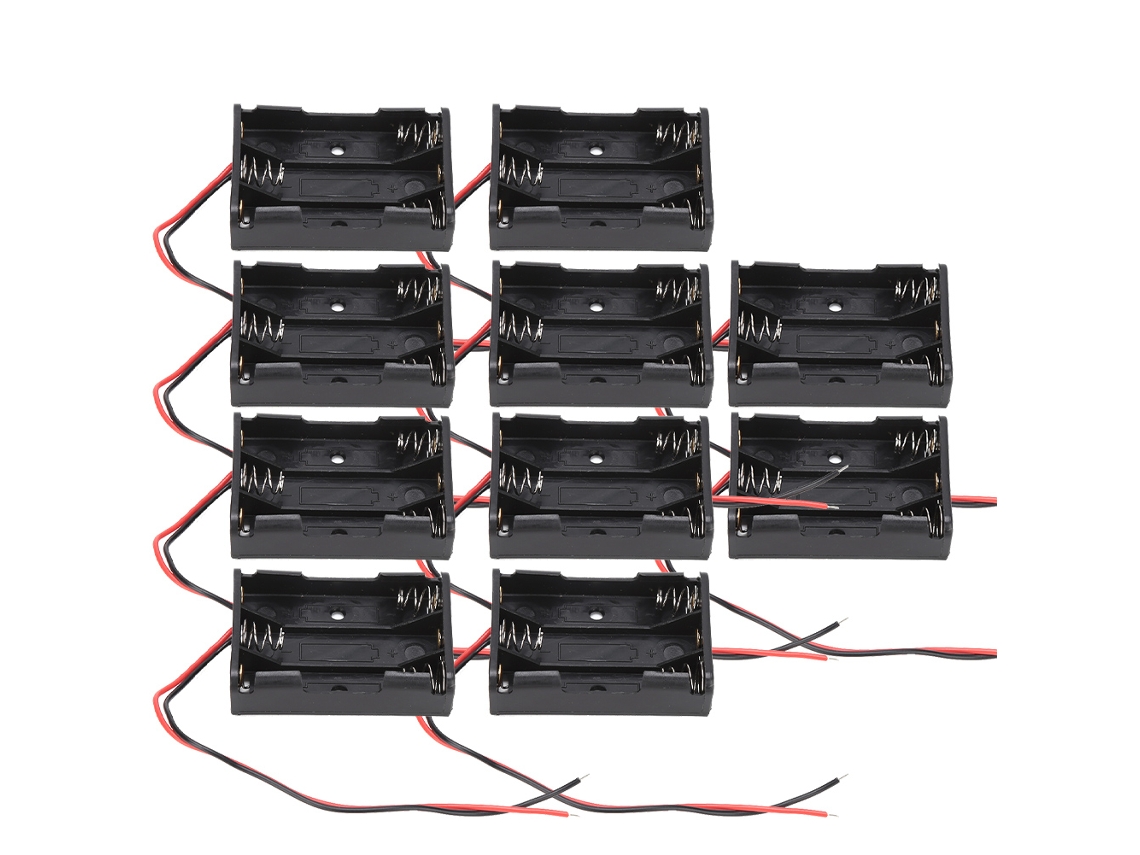 10 Porta Pilhas AAA com 3 compartimentos, caixa plástica com cabo S/MARCA