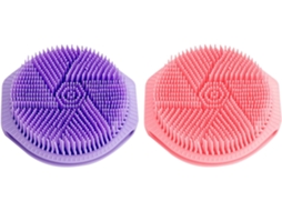 Conjunto Nuobesty Com 2 Escovas De Banho Silicone Macio Dupla Face, Esfoliantes E De Limpeza Para O Corpo Costas, Rosa E