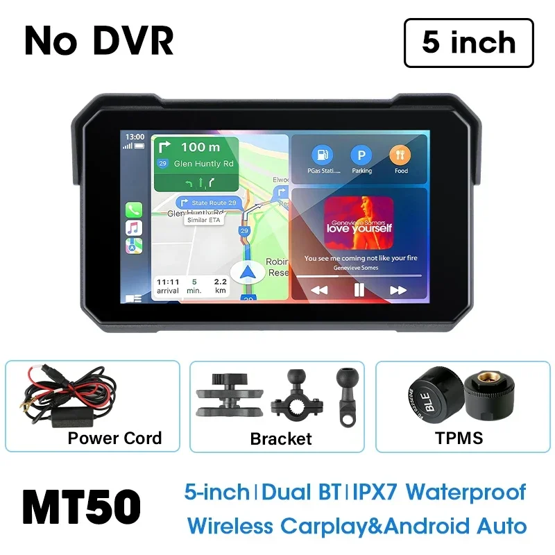 Sistema De Navegação Para Motocicletas De 5 Polegadas (carplay-tpms), À Prova D'água Com Carplay.