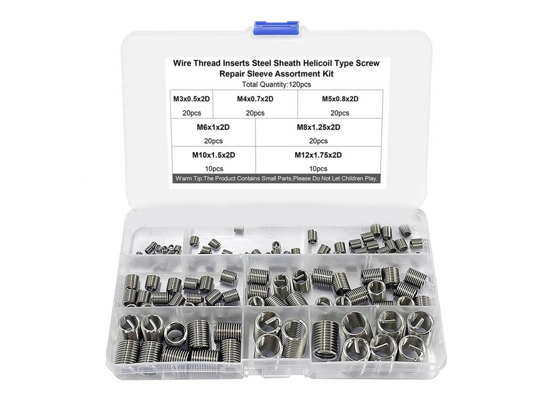 Conjunto De 120 Porcas Inserção Roscadas M3 M4 M5 M6 M8 M10 M12 Em Aço Inoxidável Resistente A Choques