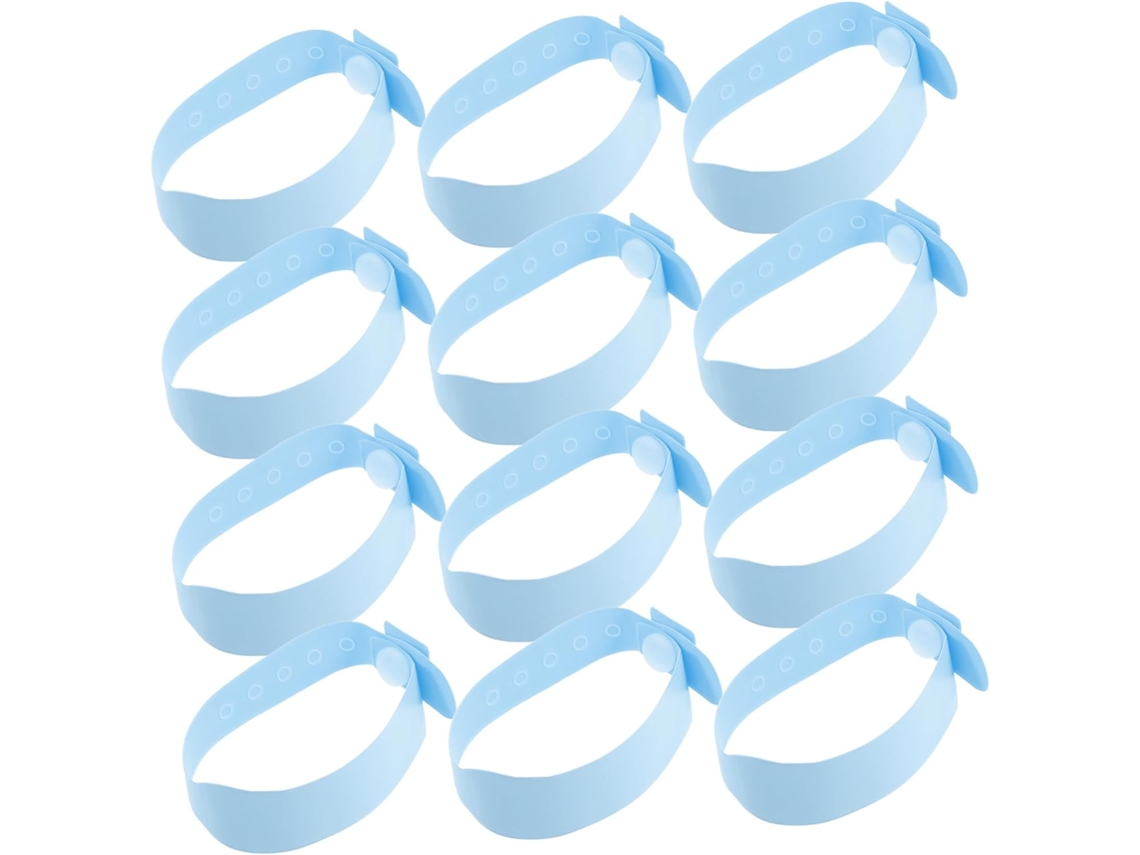Pulseira médica para recém-nascidos, PVC azul, 100 unidades