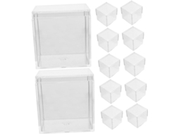 Conjunto 15 Caixas Quadradas Acrílico Transparente Tampas Empilháveis Ideais Guardar Joias Doces Pequenos GOKOCO