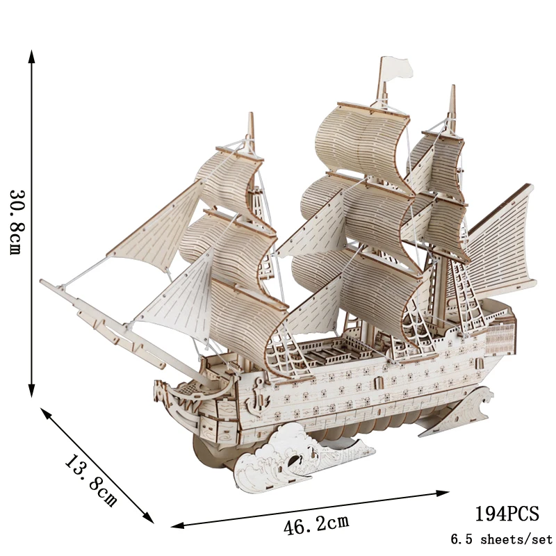 Kit de Modelo de Quebra cabeça 3d de Madeira para Montar do Veleiro Hms Victory MDUG (hms Victory)