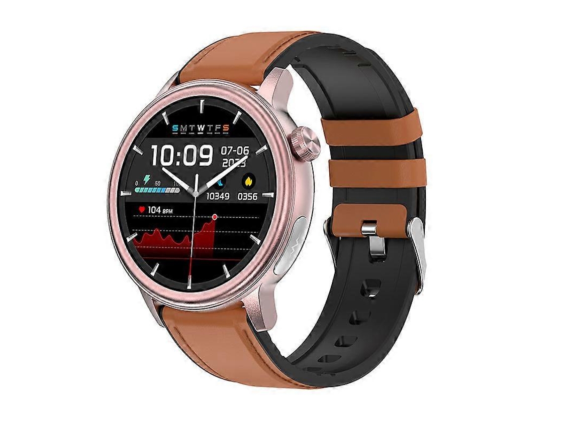 Smartwatch Com Couro Marrom, Bluetooth, Ecg, Monitor De Glicose, Ip68, Compatível Com Ios E Android