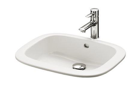 Lavatório de Encastrar TOTO Angular Sem Furo para Torneira com Descarga 530X450Mm Cefiontect Lw763Y