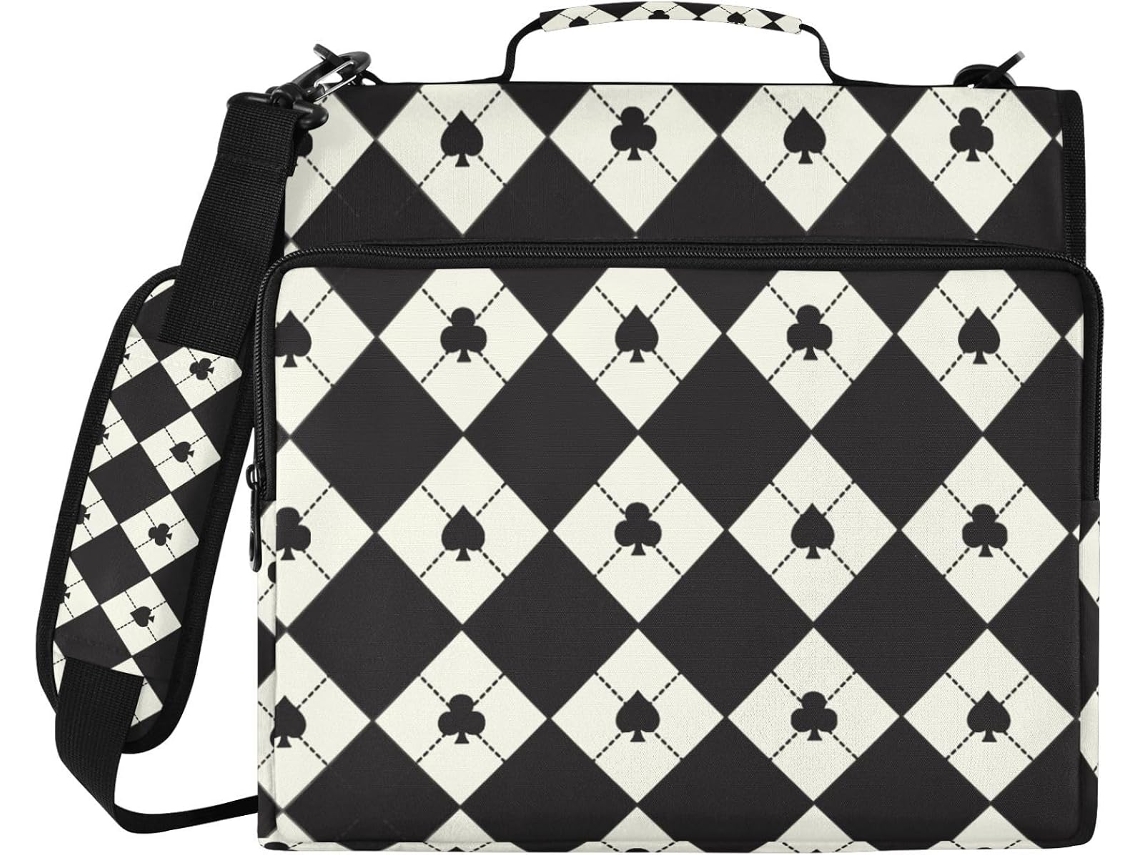 Pasta Poker Com Estampa Xadrez Buffalo 3, 8cm 1, 5 Polegadas, 3-carimbos Escolares Com Alça, Grande Capacidade