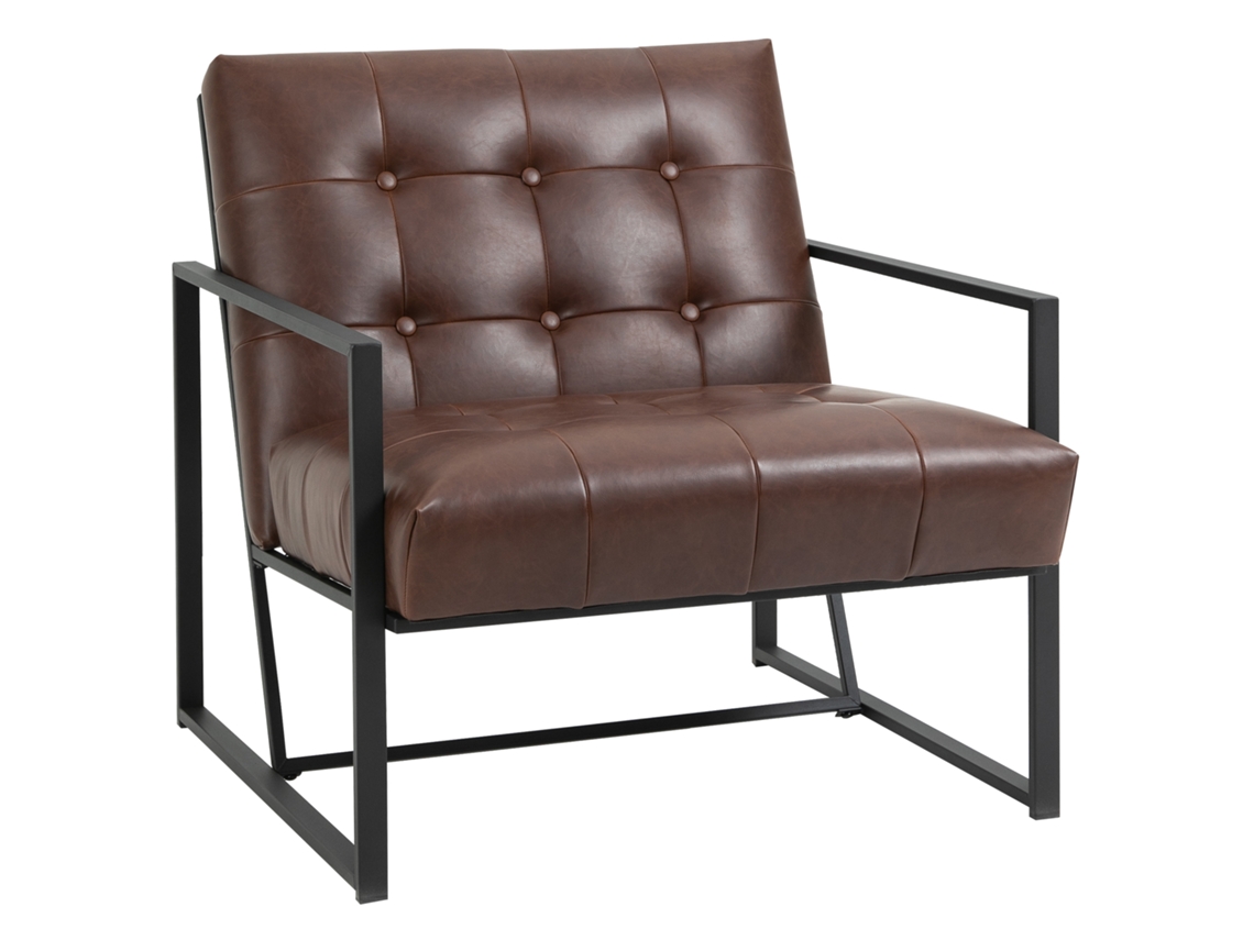 Poltrona Design Industrial Estofada Acolchoada em Metal e Pu BTFORUS