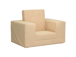 Vidaxl Sofá-cama Infantil Pelúcia Macia Cor Creme