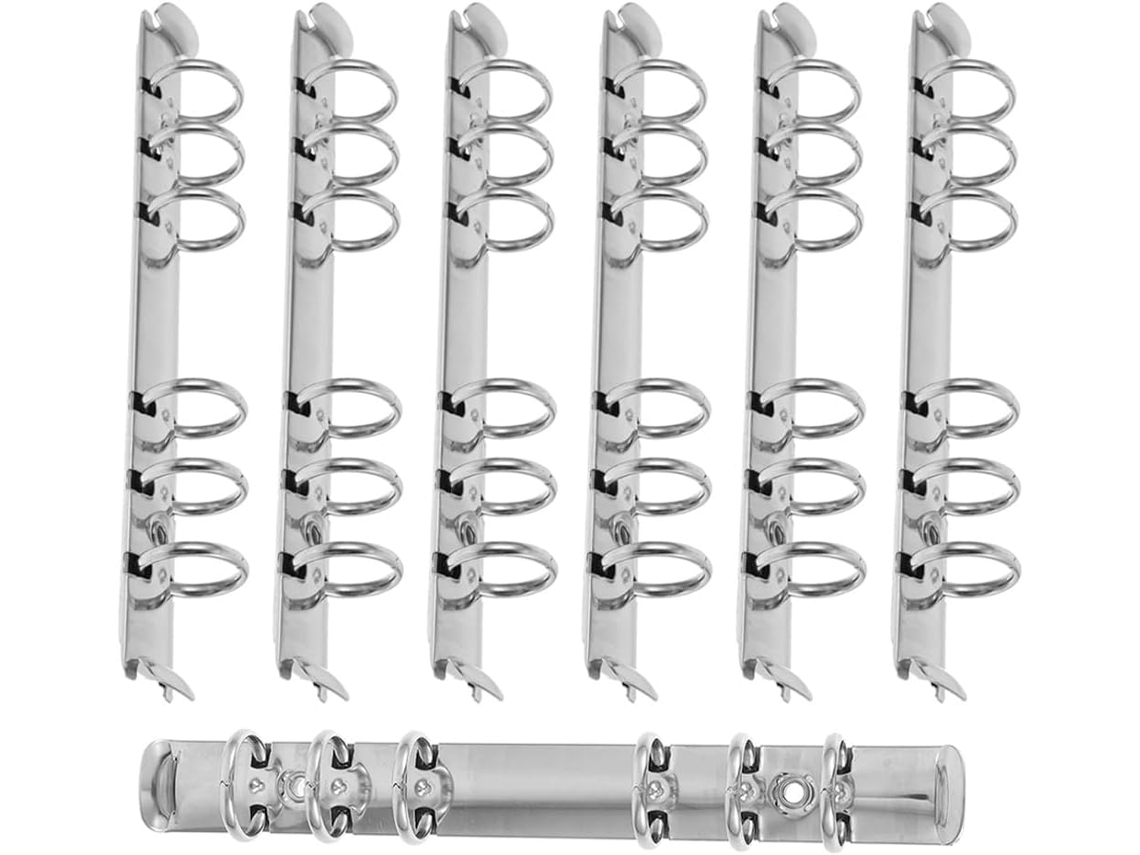 Abaodam A6 Pasta de Metal com 6 Anéis e Mecanismo Durável, Ideal para Decoração Escolar e de Mesas, Pacote com 7 Unidades
