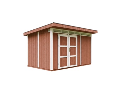 Abrigo de Madeira TIMBELA Painéis Derivados Lp Smartside 8,7 m² com Piso e Ladrilhos Betuminosos L279xh412xh237 cm M904A Redwood Red