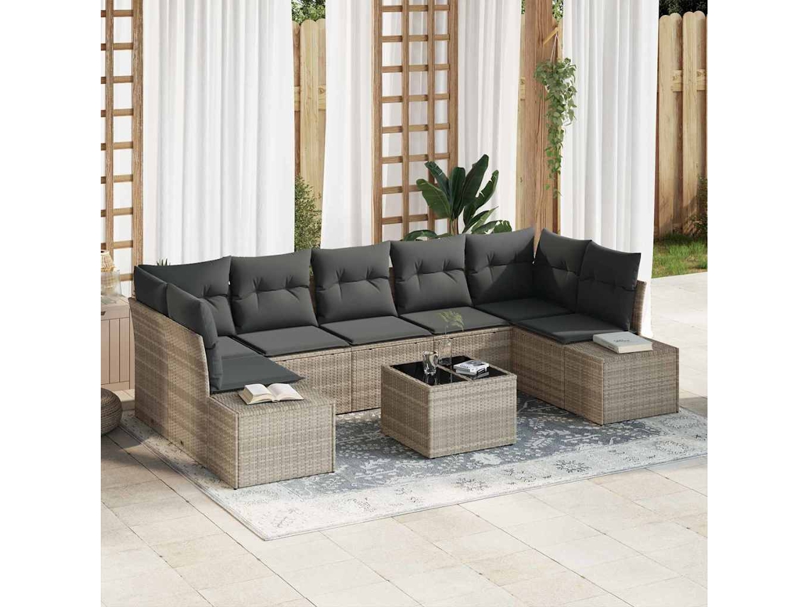 Vidaxl Conjunto De Sofá De Jardim 8 Unid. Cinza Claro E Cinza Escuro