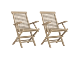 Maison Exclusive - Conjunto De 2 Cadeiras Dobráveis Cinza, 56x61x89 Cm, Madeira Maciça De Teca.