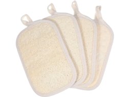Conjunto De 4 Esponjas Esfoliantes Naturais Bucha Vegetal Healvian Com Faixa Elástica Para Corpo E Rosto, Laváveis, Para
