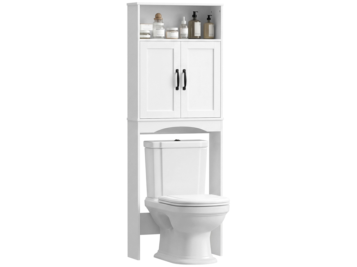 Armário de banheiro com 2 portas, prateleiras ajustáveis, 64x21x173.5 cm, branco | S/MARCA