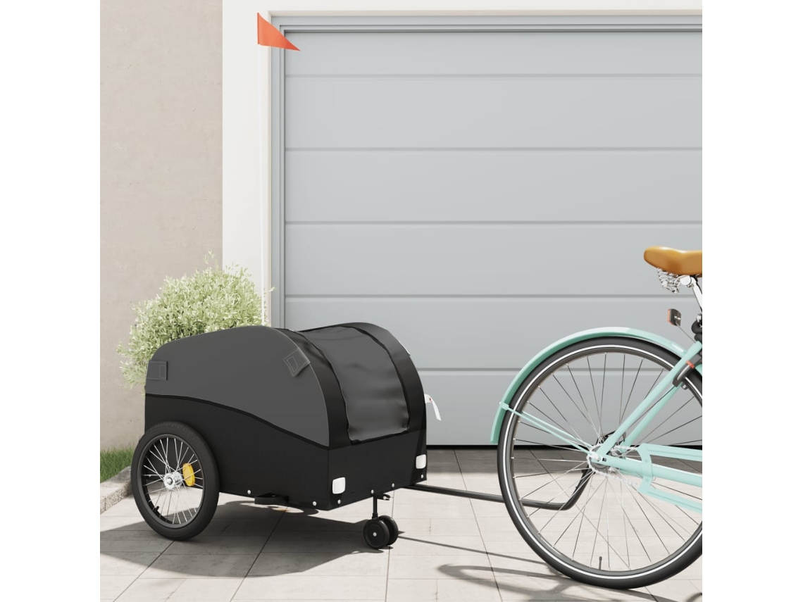 Vidaxl Reboque Para Bicicleta 45 Kg Ferro Preto