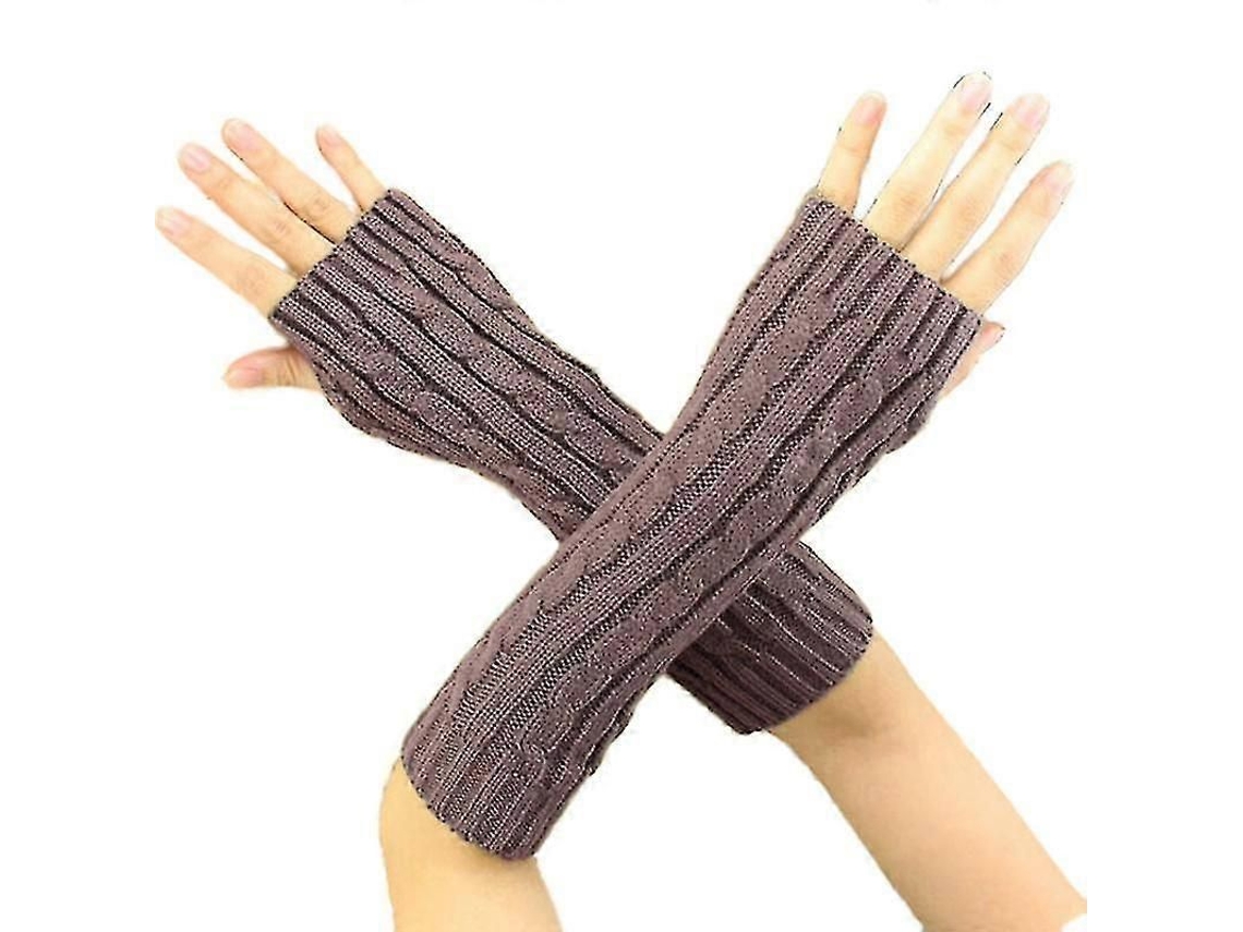 2026 guantes de Lana Tejidos para Mujer Sin Dedos Largos Calientes para Otoño Invierno Primavera 30cm Muñeca Casual