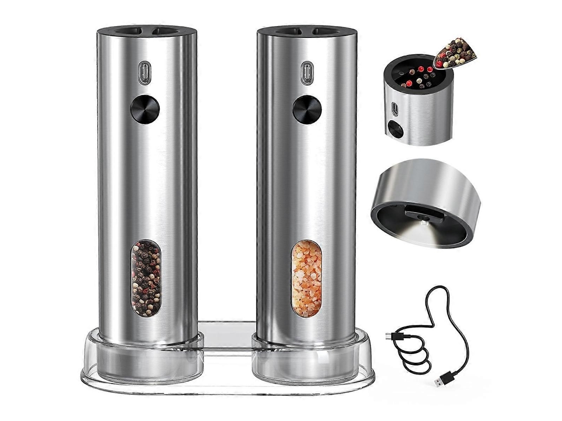 Conjunto De Moedor De Sal E Pimenta Elétrico Recarregável Com Base