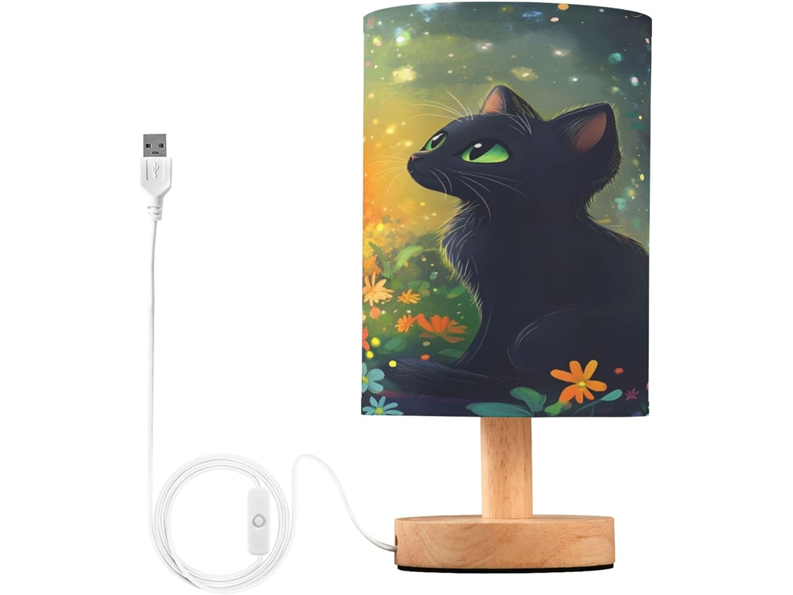 Abajur De Cabeceira Em Forma Gato Preto Com Porta Usb, Sem Necessidade De Lâmpada, Luz Led Quente Para Quarto, Sala De