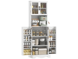 Armário de cozinha alto ZENCORE SERVICES com 4 portas, 8 prateleiras, bancada, 60x39,5x179,6cm, branco