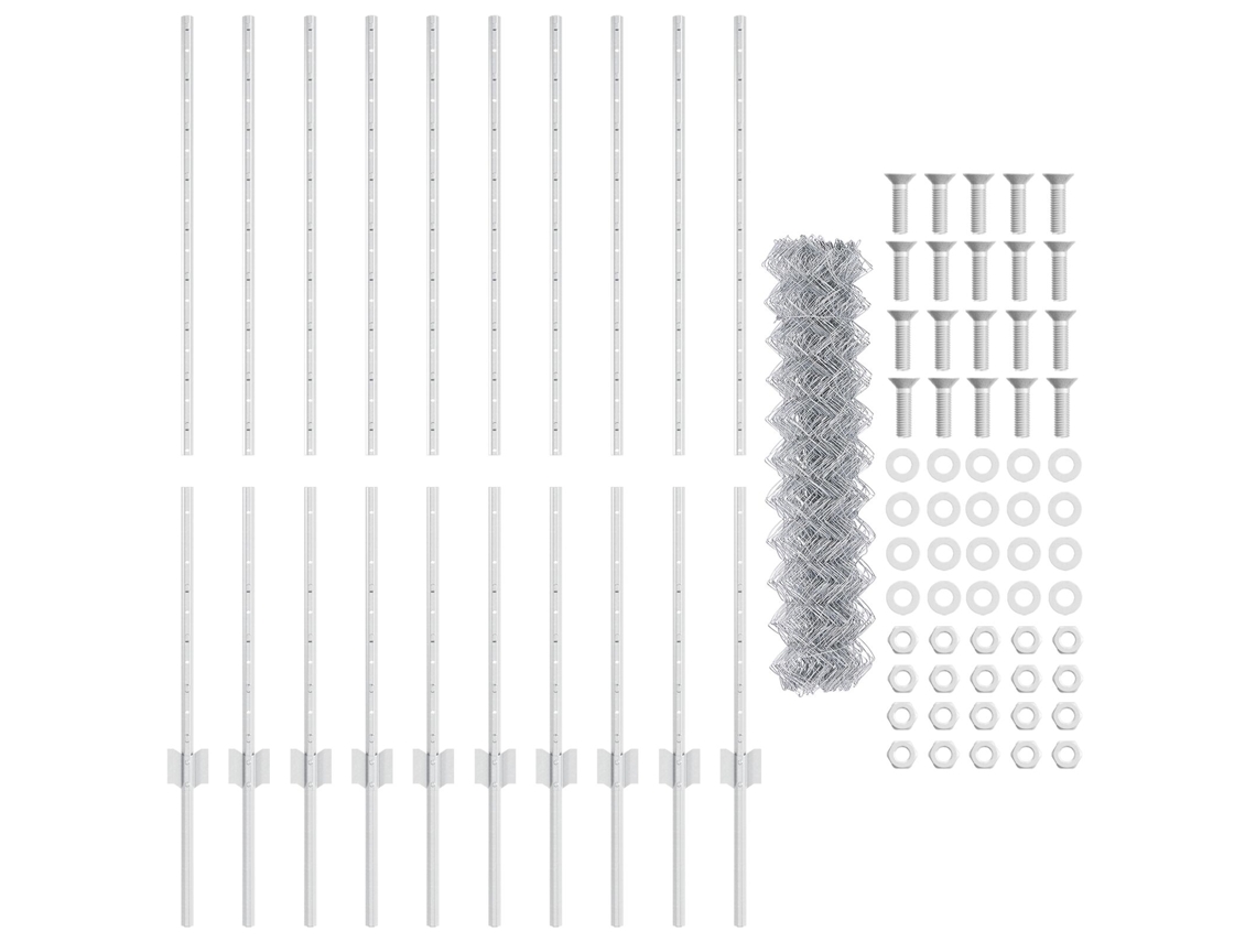 Conjunto 1 Painéis De Cercas Exteriores Vidaxl Prateado Aço (10 X 1,2 M)