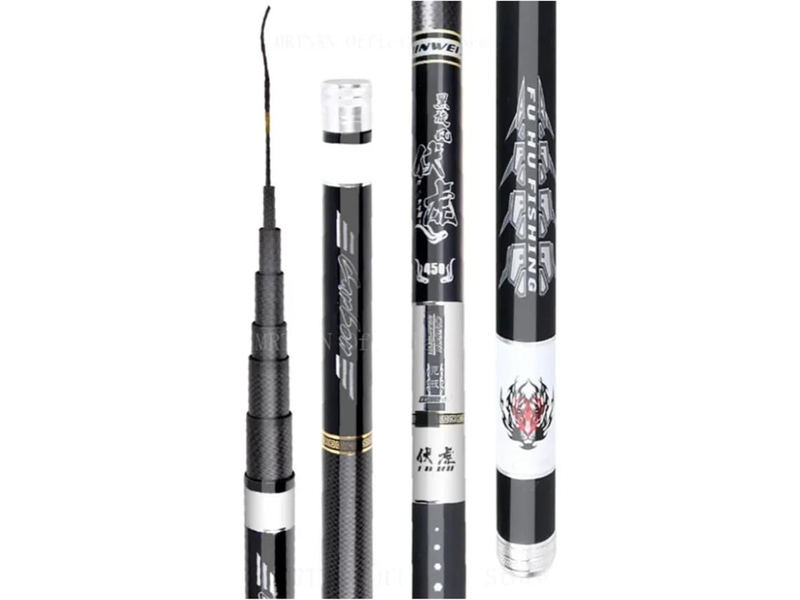 2.7m 3.6m 4.5m 5.4m 630c 3.9m Vara Pesca Telescópica Arremesso Água Ideal Fácil Montar