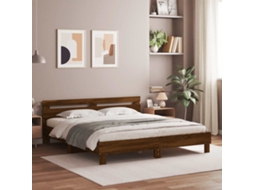 Vidaxl Estrutura Cama C/ Cabeceira Derivados Madeira Carvalho Castanho