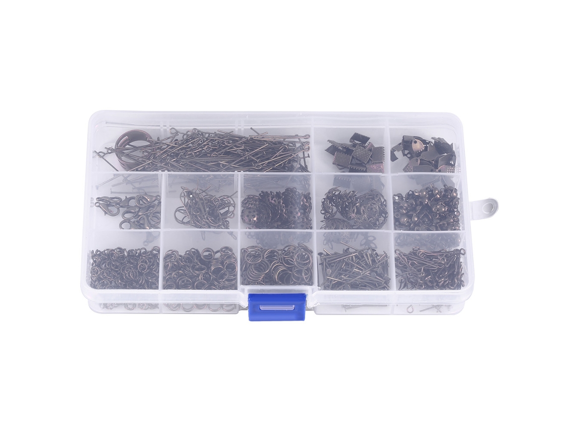 Conjunto de peças variadas para confecção de joias: anéis com âncoras em metal bronze.