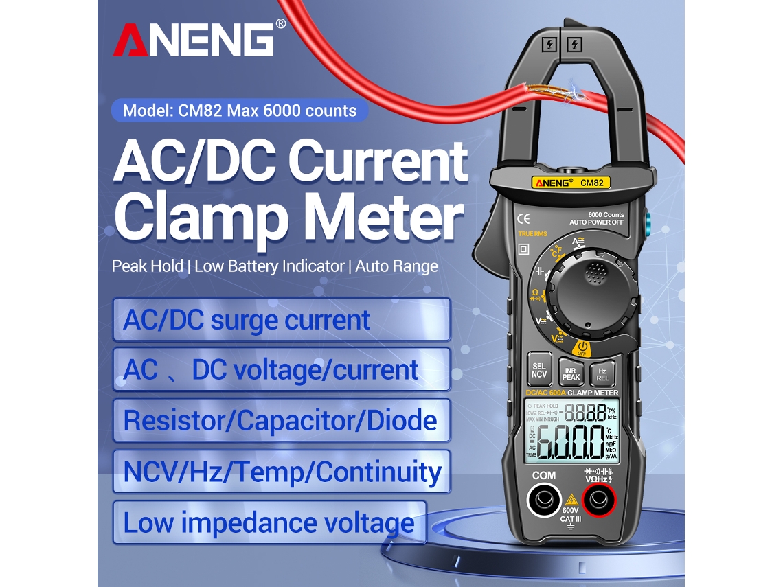 Multímetro Clamp Digital Aneng Cm82 6000 Counts True Rms 600v 600a