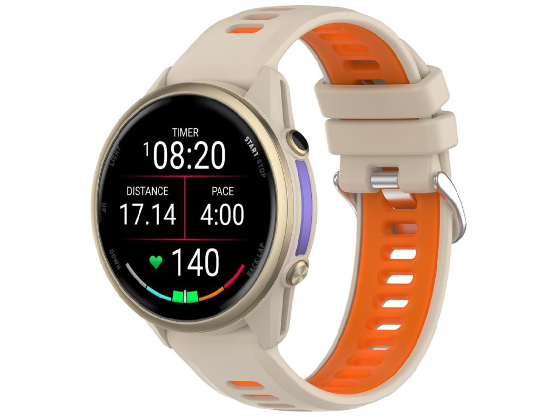 Bracelete Para Garmin Forerunner 970 - Silicone Bicolor - Fivela De Aço Laranja