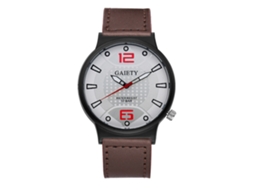 Reloj De Pulsera Para Hombre De Moda Lujo Clásico Estilo Cómodo Correa Pu Cuarzo Analógico Marrón Oscuro