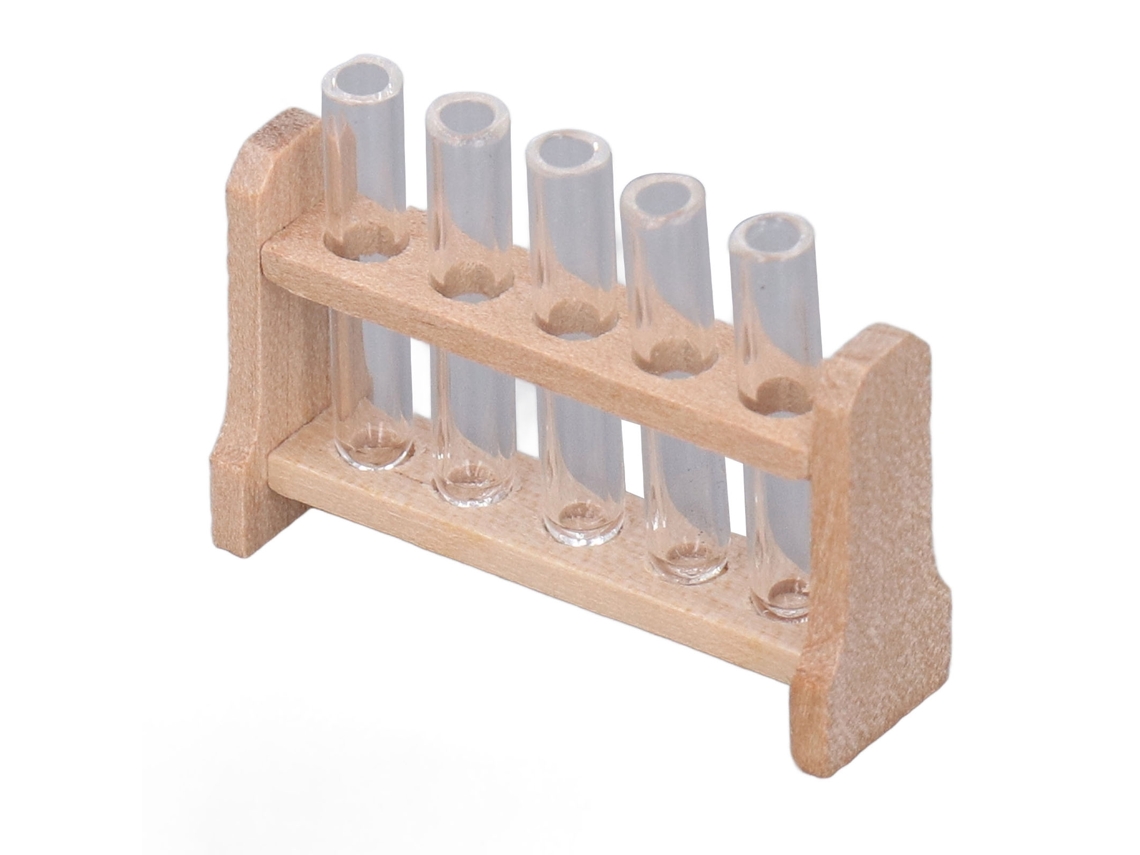 Primerox tubos de Ensaio Miniatura 1:12 com Suporte Madeira Vidro para Casinha de Bonecas