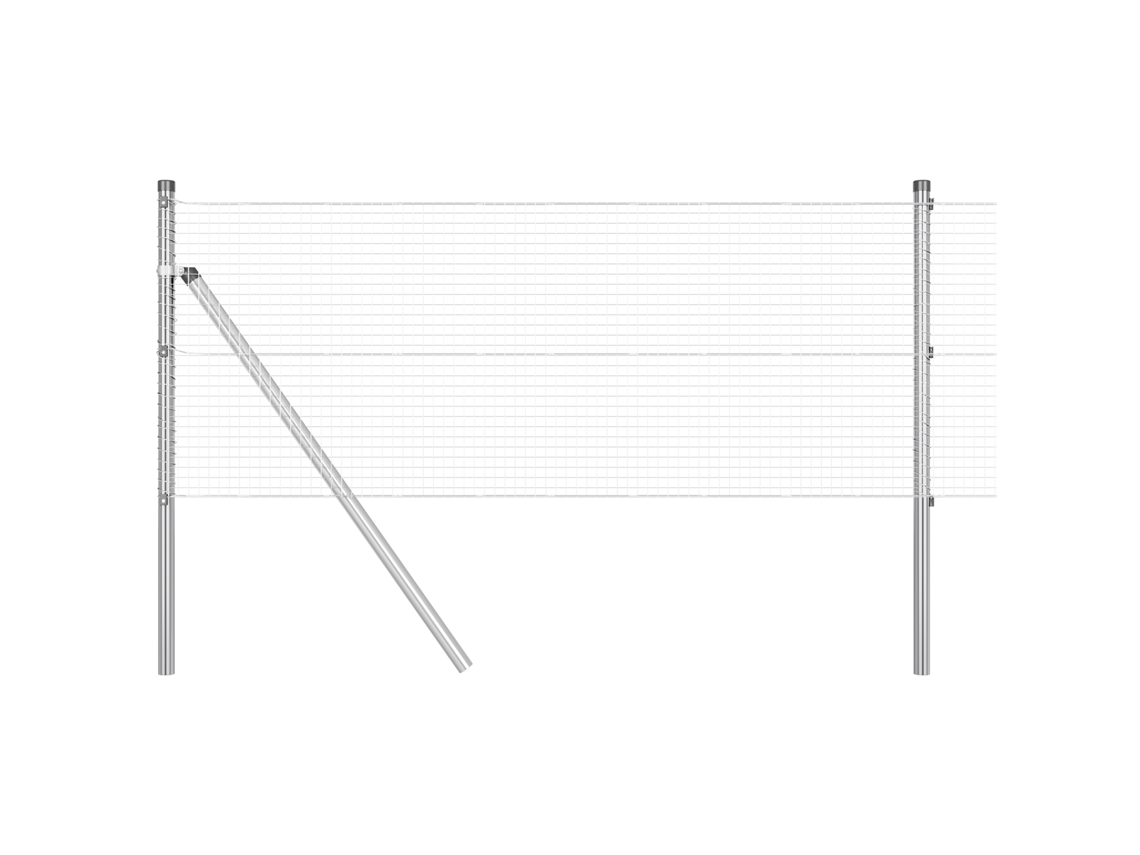 Conjunto 1 Poste De Cerca Vidaxl Prateado Aço (25 X 0,8 M)