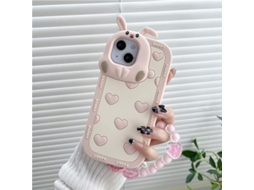 2026dn capa Silicone Macia com Pulseira para Iphone 14 Pro, Protetora 3d Bunny Case Compatível com Iphone 14 Pro Max/14