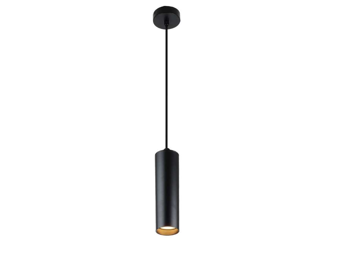 Luminária Pendente De Teto Moderna Em Alumínio Preto Minimalista Em Formato De Tubo 20 Cm Com Soquete Gu10, Altura Ajustável. Alpinaluz