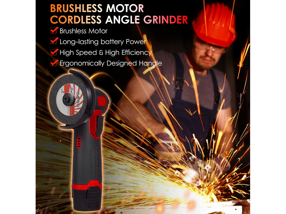 Mini Cordless Brush Angle Grinder 12v 19500rpm With 1 Battery 2 Discs