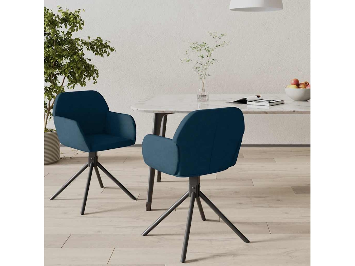 Vidaxl Cadeiras De Jantar Giratórias 2 Pcs Veludo Azul