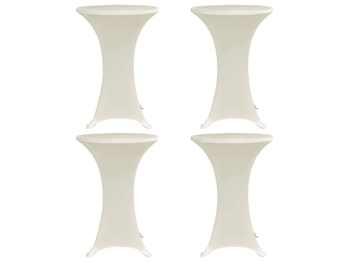 Vidaxl Capa Para Mesa De Pé Elástica Ø80 Cm 4 Pcs Cor Creme