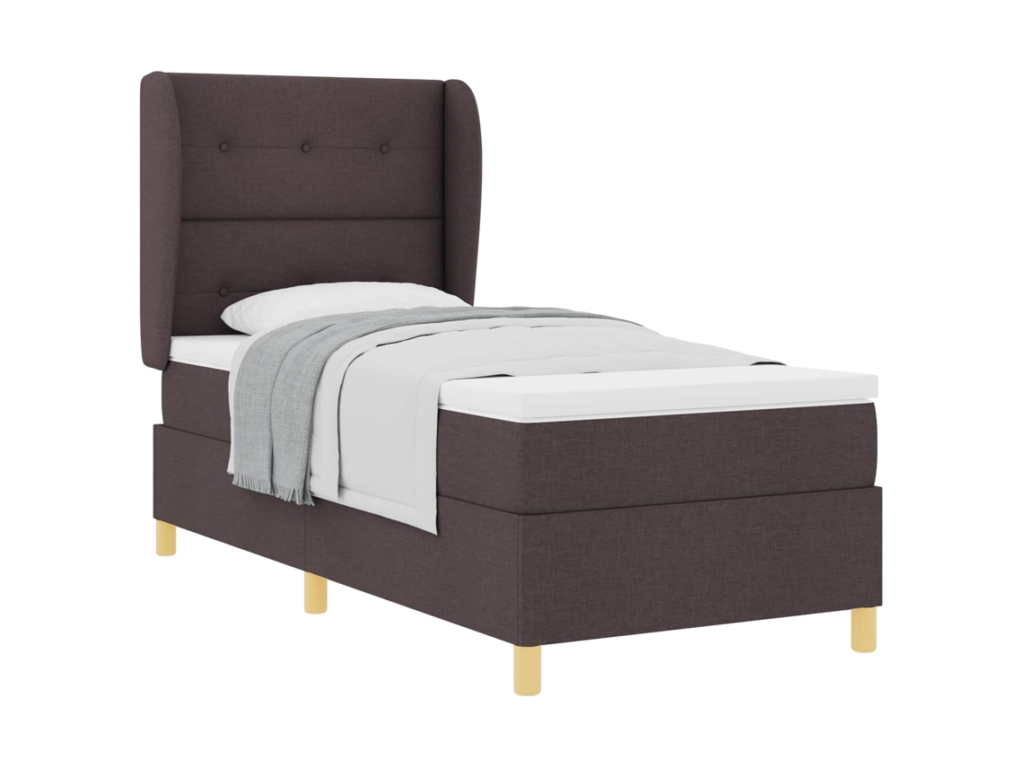 Cama De Solteiro | Camas Para Quarto | Cama Box Springs Com Colchão Cinza Escuro 90x190 Cm 90 X 190 Cm