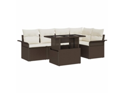 Vidaxl Conjunto De Sofá De Jardim 6 Unid. Castanho
