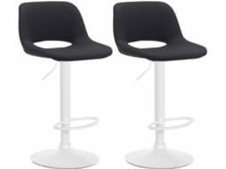 Bancos de bar Chaises Haute X2 com Repose-pieds em Tissu Noir Piètement Métallique Blanc 10_0004101