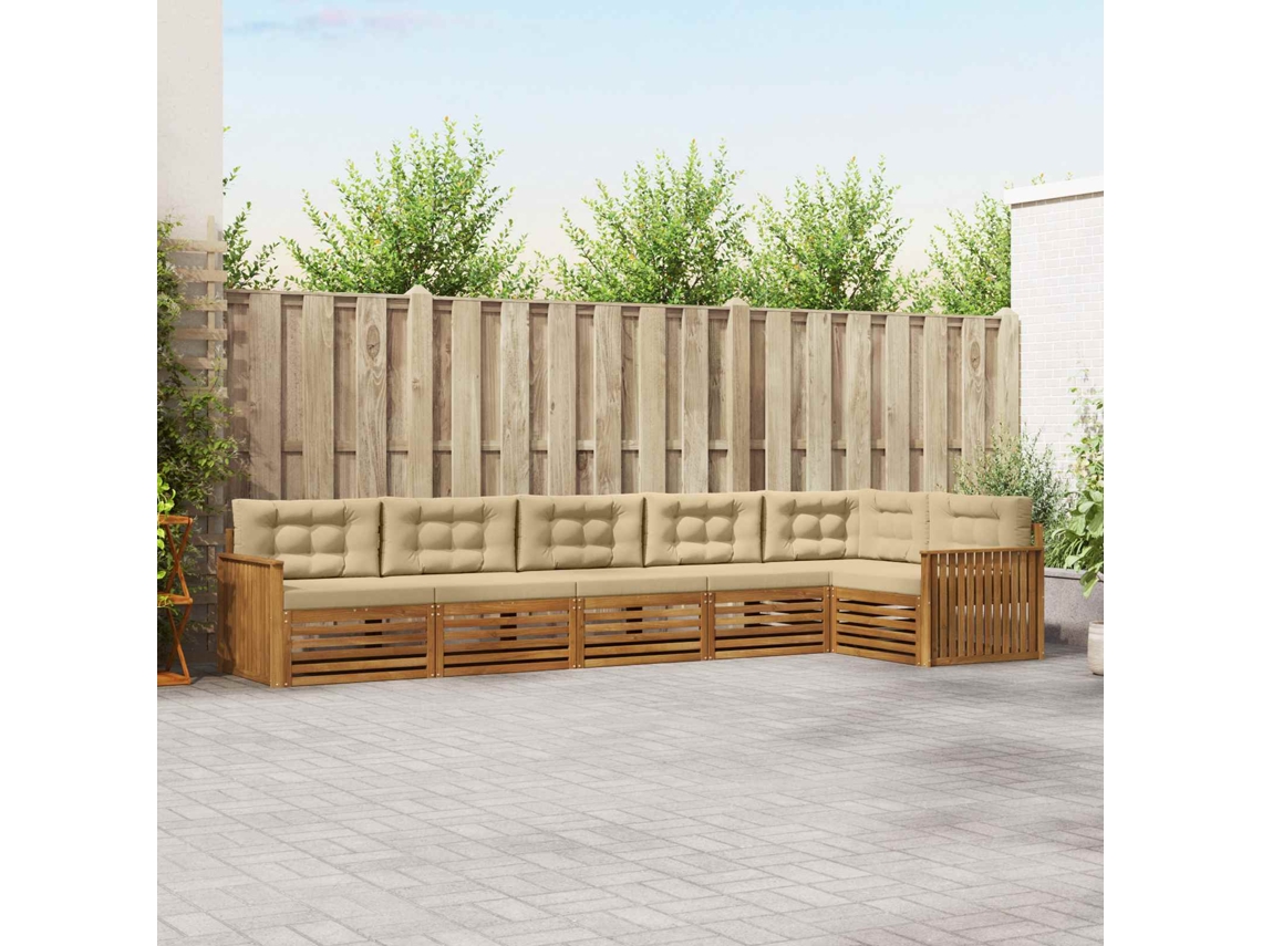 Vidaxl Conjunto De Sofás Para Exterior 6 Unid. Natural E Bege