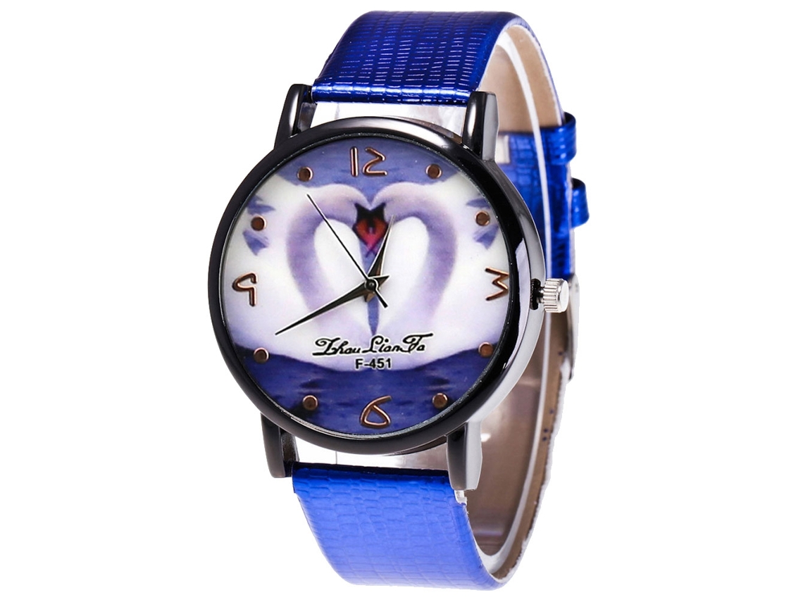 Relógio de pulso analógico masculino de quartzo em liga metálica, modelo F451-hx, azul.