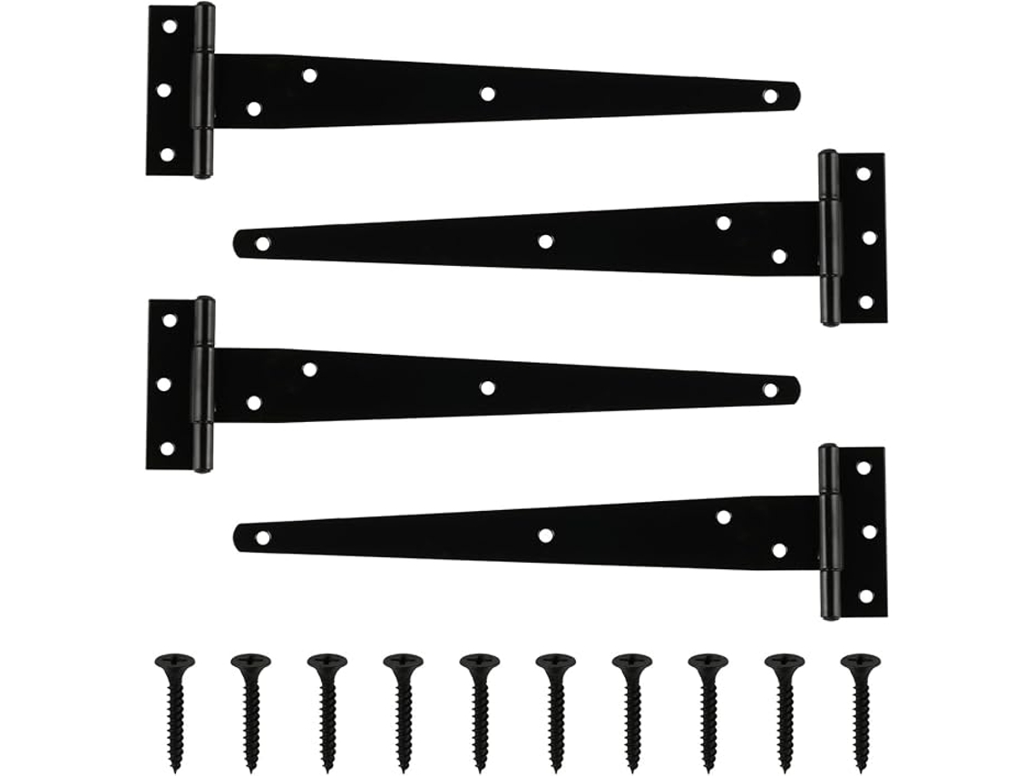4 Conjunto Resistente 10 Polegadas T Dobradiça Porta Do Celeiro Dobradiça Preto