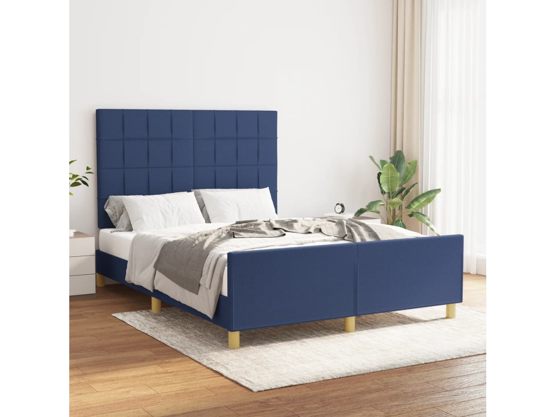 Vidaxl Estrutura De Cama Sem Colchão 140x200 Cm Tecido Azul