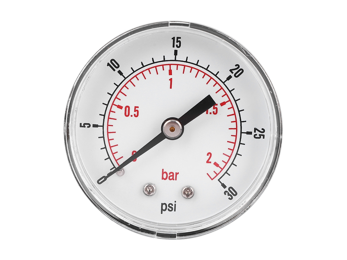Manômetro Axial 50mm Conexão Traseira Bspt 1/4 Para Ar Água Óleo Gás 0-30psi 0-2bar